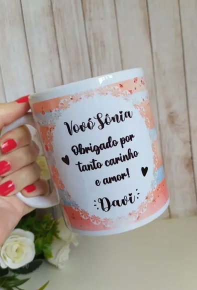 Caneca Porcelana Vovó/vovô Personalizada