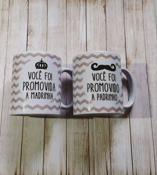 Canecas Convite Padrinhos de Batismo Personalizada 2unidades