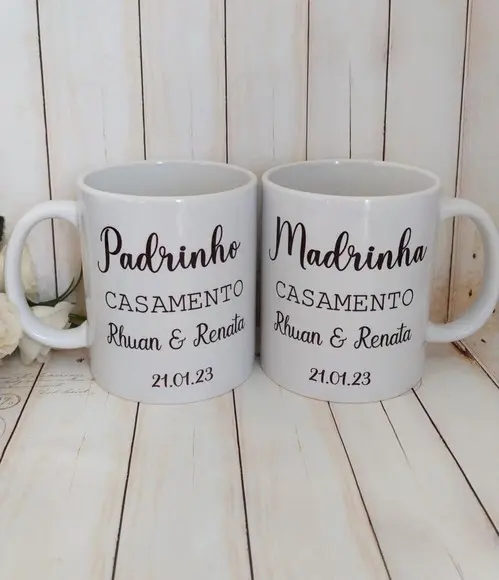 Canecas Convite Padrinhos de Casamento Personalizada