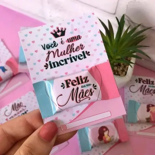 Card com Balinha Dia das Mães Lembrancinha