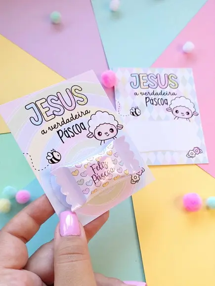 Card com Balinha Personalizada Páscoa Religiosa
