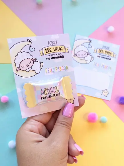 Card com Balinha Personalizada Páscoa Religiosa
