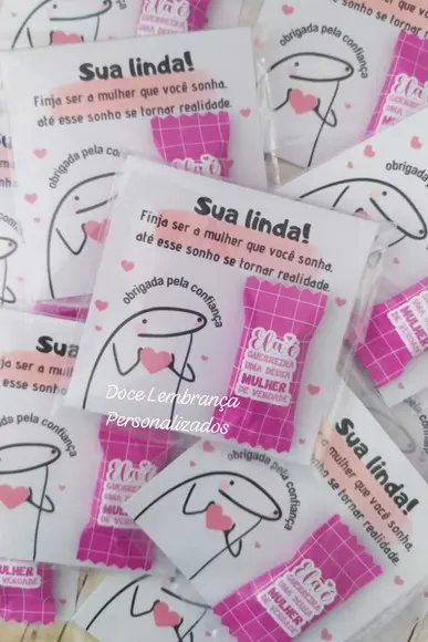 Card com Balinha Personalizada/brinde Clientes Dia da Mulher