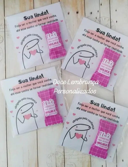 Card com Balinha Personalizada/brinde Clientes Dia da Mulher