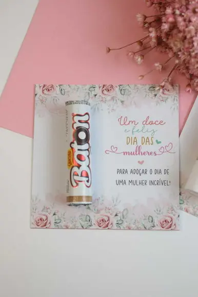 Card com Baton Dia da Mulher Lembrancinha