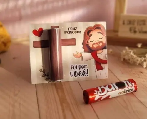 Card com Baton Jesus Páscoa Cristã Lembrancinha