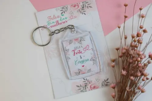 Card com Chaveiro Dia da Mulher Lembrancinha