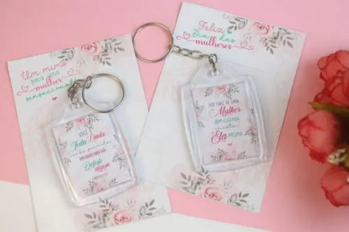 Card com Chaveiro Dia da Mulher Lembrancinha