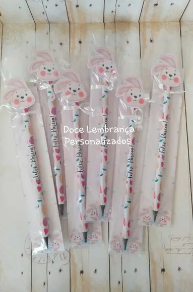 Card com Lápis Personalizado Páscoa Coelhinho Lembrancinha