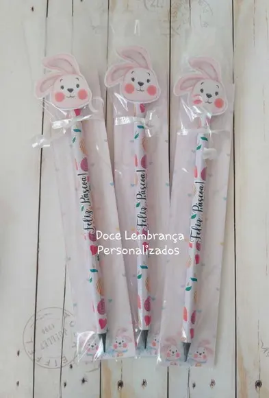 Card com Lápis Personalizado Páscoa Coelhinho Lembrancinha