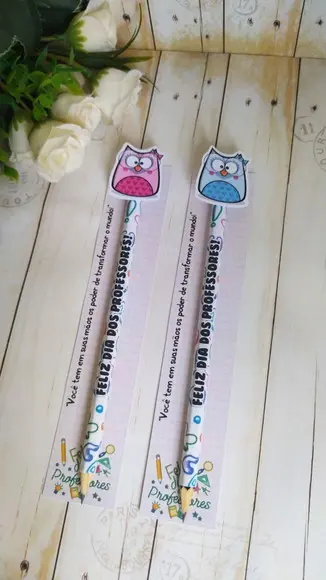 Card com Lápis Personalizados Lembrança Dia dos Professores