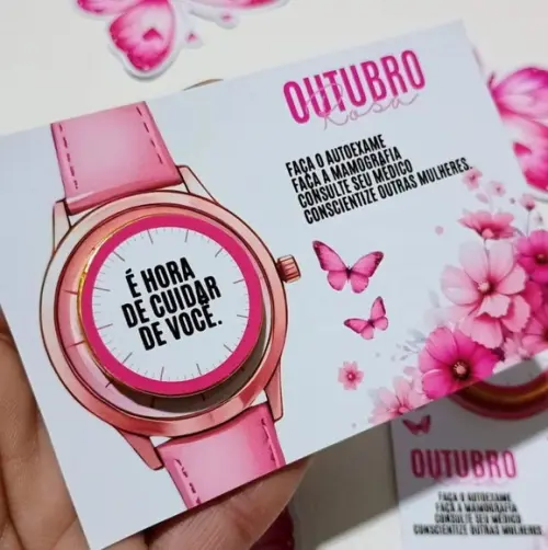 Card com Moeda Chocolate Outubro Rosa