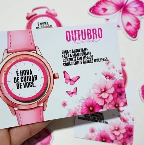 Card com Moeda Chocolate Outubro Rosa