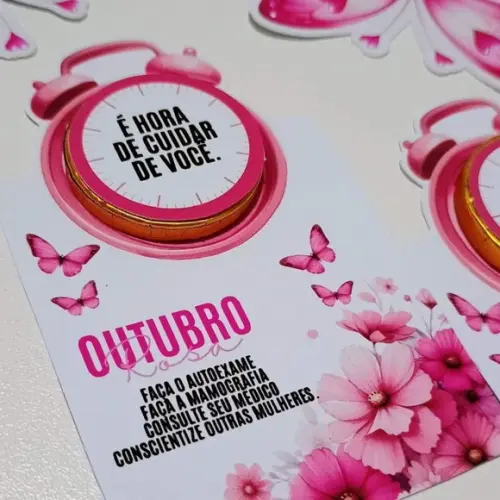 Card com Moeda Chocolate Outubro Rosa