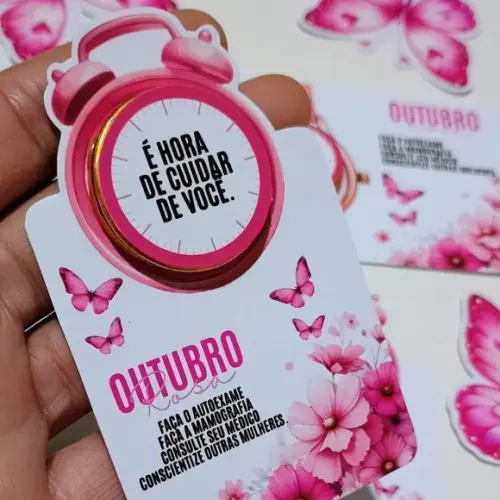 Card com Moeda Chocolate Outubro Rosa