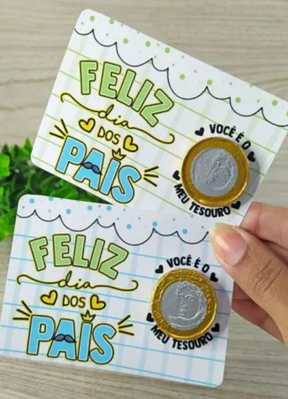 Card com Moeda Chocolate Dia dos Pais Embalado