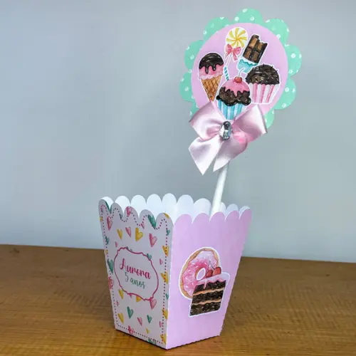 Centro de Mesa Cachepo Confeitaria Aniversário Infantil
