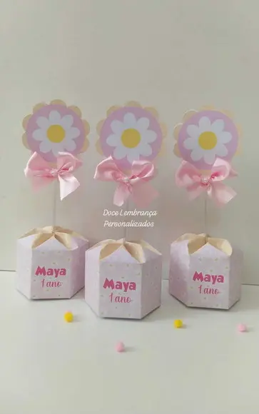 Centro de Mesa Margarida Personalizado aniversário margarida