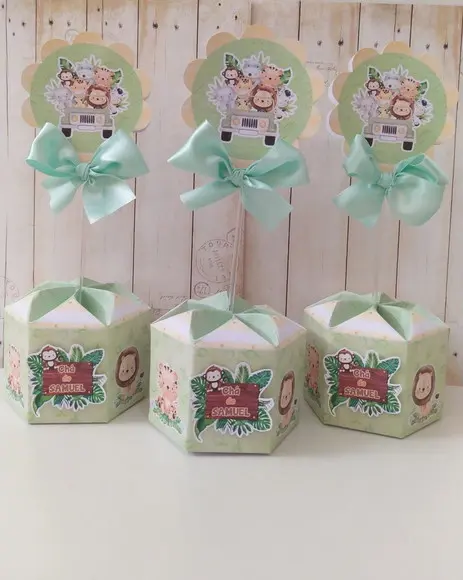 Centro de Mesa Chá de Bebê Safari Personalizado