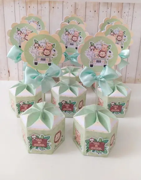 Centro de Mesa Chá de Bebê Safari Personalizado