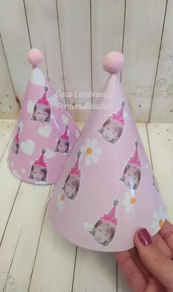 Chapéu de Aniversário  personalizadoFesta com Foto Rostinho car