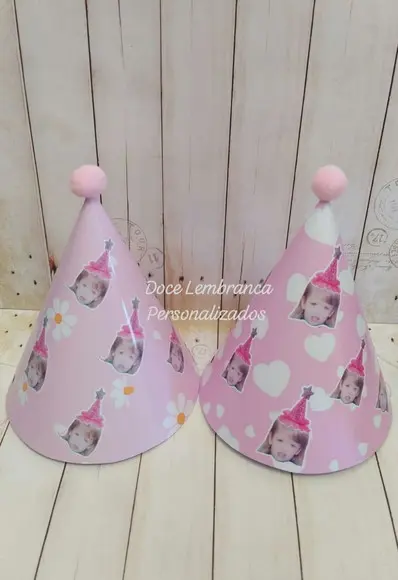 Chapéu de Aniversário  personalizadoFesta com Foto Rostinho carinha