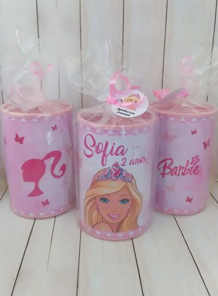 Cofrinho Barbie Personalizado Embalados