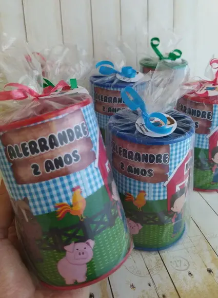 Cofrinho Fazendinha Personalizado Menino Embalado