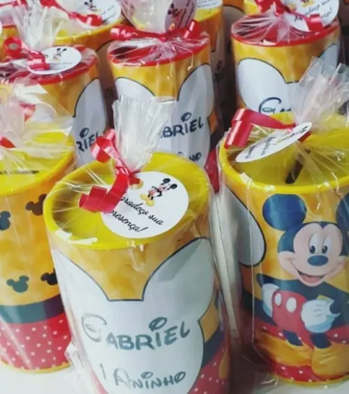 Cofrinho Mickey Personalizado Embalados