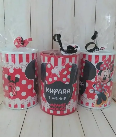 Cofrinho Minnie Vermelha Personalizado Embalados