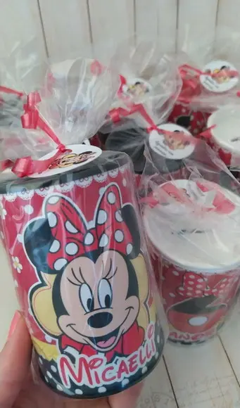 Cofrinho Minnie Vermelha Personalizado Embalado