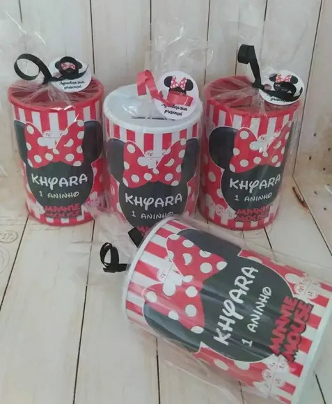 Cofrinho Minnie Vermelha Personalizado Embalados