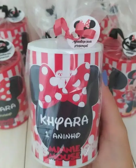 Cofrinho Minnie Vermelha Personalizado Embalados