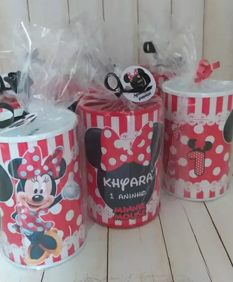 Cofrinho Minnie Vermelha Personalizado Embalados