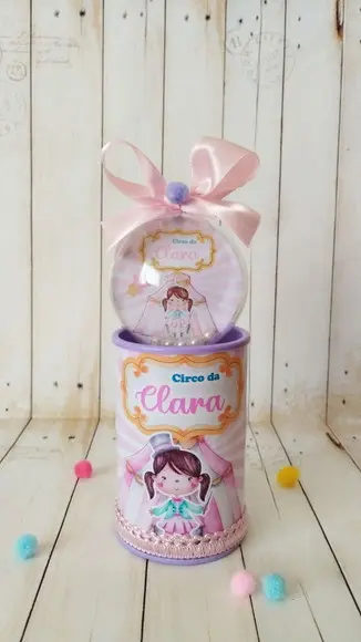 Cofrinho Personalizado com Esfera Circo Rosa