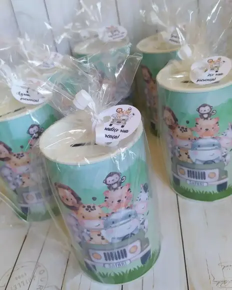 Cofrinho Safari Baby Personalizado Embalado