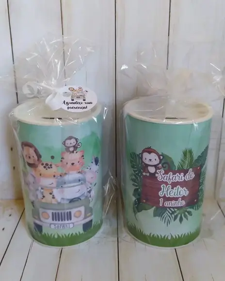 Cofrinho Safari Baby Personalizado Embalado