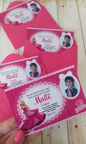 Convite Aniversário Barbie Com Foto