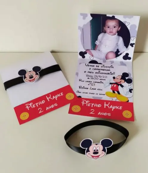 Convite aniversário Mickey com foto