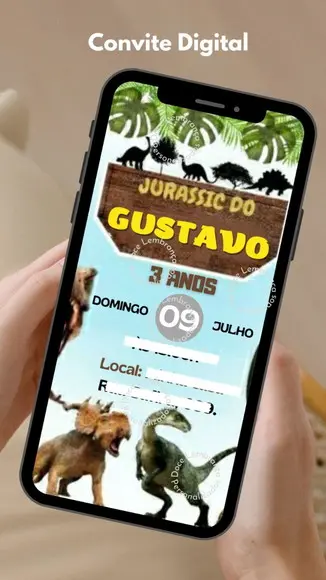 Convite Digital Personalizado Dinossauro