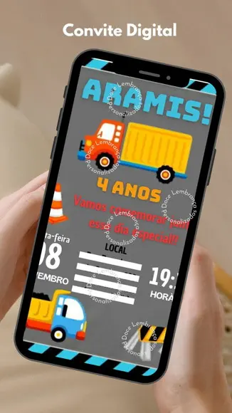 Convite Digital Personalizado Caminhão
