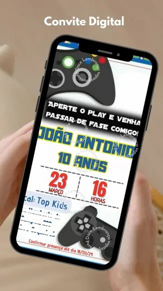 Convite Digital Personalizado Vídeo Game