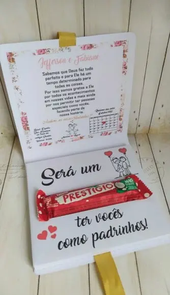 Convite Prestígio Padrinhos de Casamento Papelaria Branca
