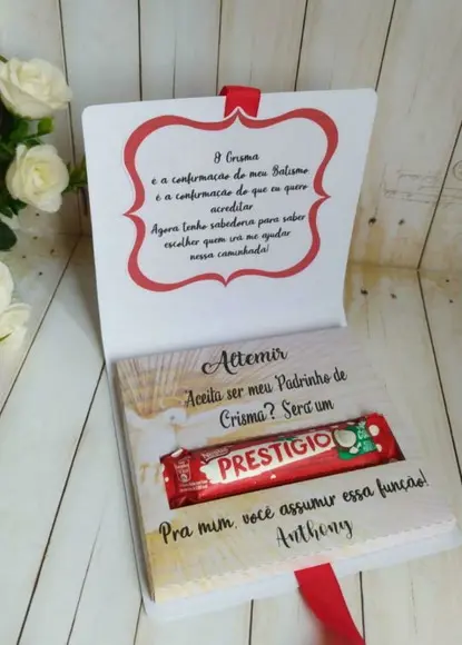 Convite Prestígio Padrinhos Crisma, Eucaristia, Batismo