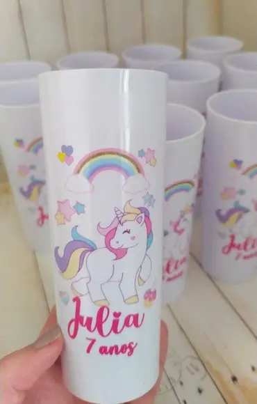Copo Long Drink Únicornio Personalizado lembrancinha aniversári