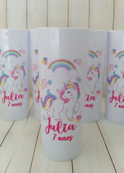 Copo Long Drink Únicornio Personalizado lembrancinha aniversári