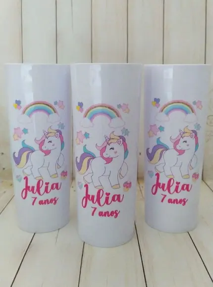 Copo Long Drink Únicornio Personalizado lembrancinha aniversário infantil