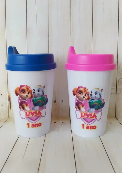 Copo Tampa Baby Personalizado Skye e Everest Patrulha Canina