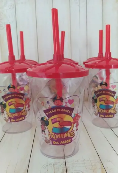 Copo Twister com Canudo 3 Palavrinhas