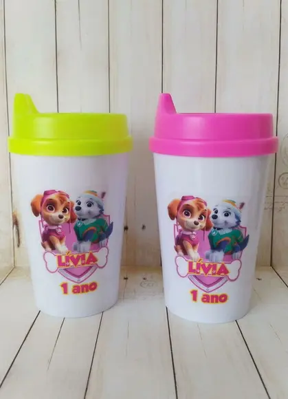 Copo Tampa Baby Personalizado Skye e Everest Patrulha Canina